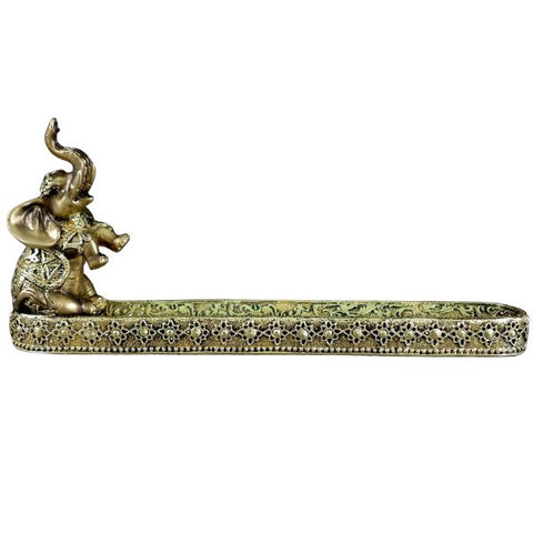 ELEPHANT GOLDEN INCENSE STICK HOLDER 10X2X4IN