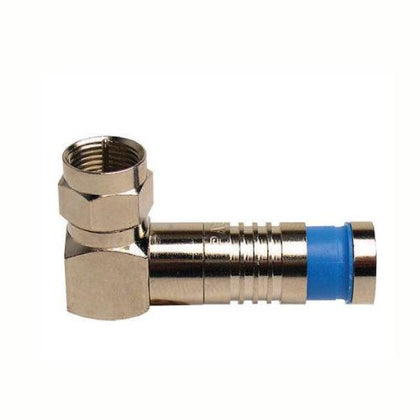 F PLUG RG6/Q COMPRESSION RIGHT ANGLE BLUE NICKLE PLATED