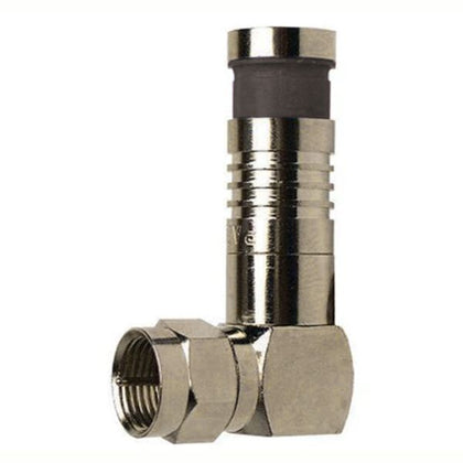 F PLUG RG6 COMPRESSION RIGHT ANGLE BLACK NICKLE PLATED
