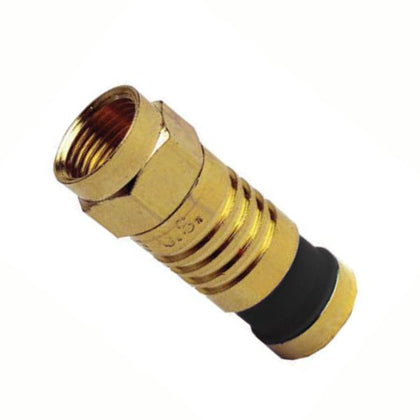 F PLUG RG6 COMPRESSION BLACK GOLD PLATED