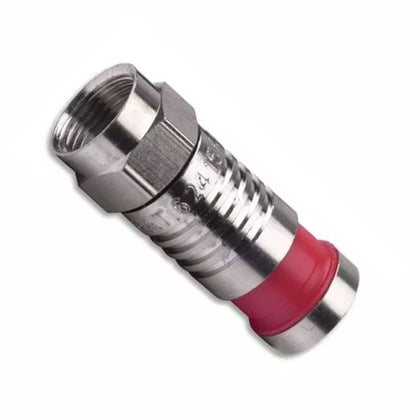 F PLUG RG59 COMPRESSION RED NICKLE PLATED
