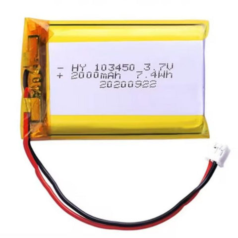 BATTERY LIPO 3.7V 2000MAH JST2.0 2PIN CONNECTOR 50X33X9.8MM(LXWXH