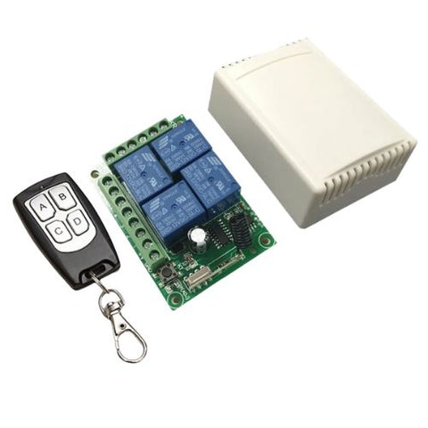 REMOTE CONTROL 4CH RELAY SWITCH {{12V 433MHZ WITH 2 TRANSMITTERS