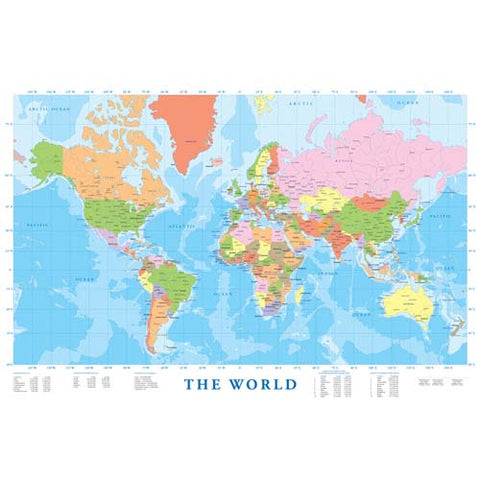 MAP OF THE WORLD POSTER 36X24 IN