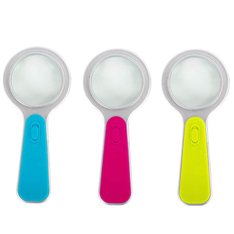 MAGNIFIER HANDHELD 3X WITH LIGHT ASSORTED COLORS