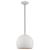 PENDANT LIGHT WHITE DOME 10IN GOLD COLOR INSIDE 14-75IN ADJUST