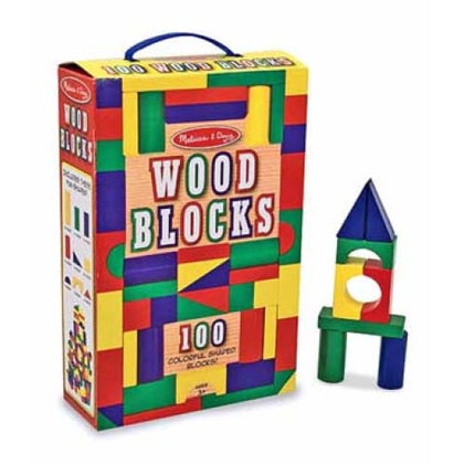WOOD BLOCK SET 100 COLORFUL SHAPED BLOCKS