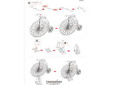 HIGH WHEEL BICYCLE 2 SHEETS {{METAL EARTH 3D LASER CUT MODEL