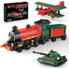 TOY BUILDING SET 3 IN 1 TRAIN TANK AIRCRAFT 371PCS/BOX
