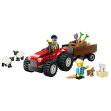 RED FARM TRACTOR WITH TRAILER 116PCS/SET