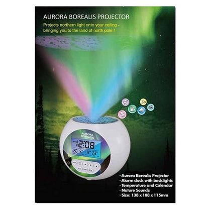 AURORA BOREALIS PROJECTOR W/DIGITAL CLOCK & CALENDAR