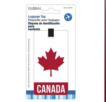 LUGGAGE TAG CANADIAN MAPLE LEAF FLAG 4.25X2.5INCH