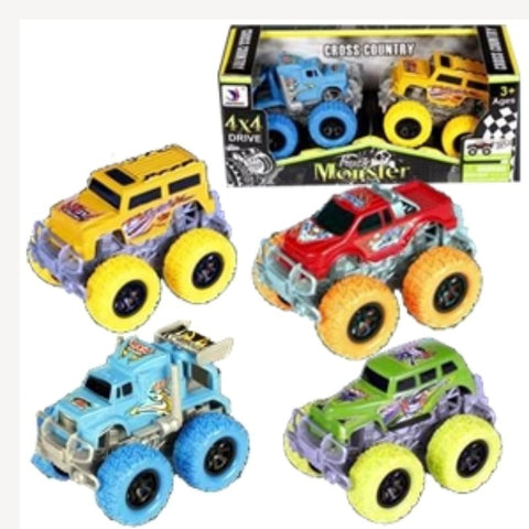 MONSTER TRUCKS SET 4IN 2PCS/PK ASSORTED COLORS