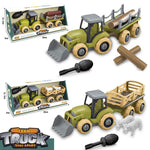 FARM TRACTOR W/TRAILER ASSORTED 2PC/SET