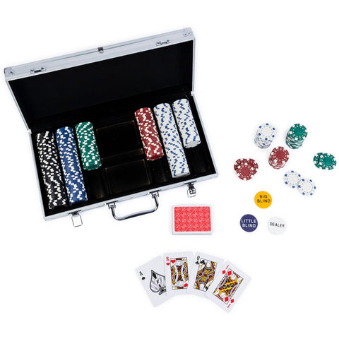 POKER SET W/300 CHIPS ALUMINUM CASE 1 DECK OF CARDS