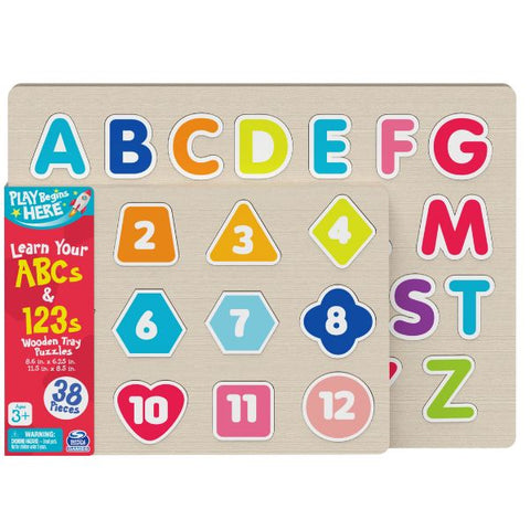 CHUNKY WOOD PUZZLE ABC 123 36PCS/SET