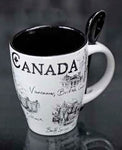 CANADA SOUVENIR MUG W/SPOON BLACK/WHITE