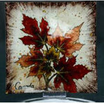 CANADA SOUVENIR SERVING TRAY MAPLE LEAF GLASS 9.5X9.5IN