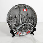 TORONTO SOUVENIR PEWTER LANDMARK PLATE 8IN