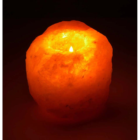 HIMALAYAN SALT TEA LIGHT HOLDER 4IN HIGH 1-1.5KG