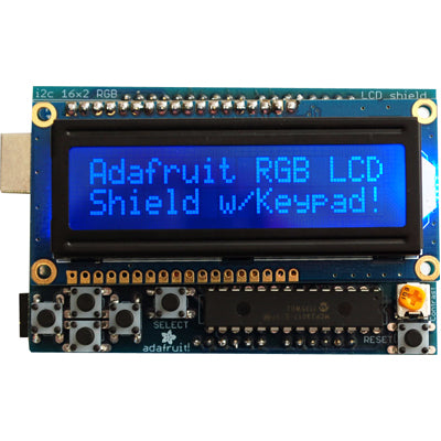 RGB LCD SHIELD KIT 16X2 CHARACTER NEGATIVE DISPLAY