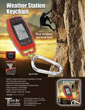 CLOCK ALARM WITH TEMPERATURE COMPASS AND KEYCHAIN