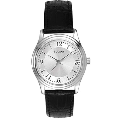 BULOVA WOMEN'S BLACK LEATHER WATCH