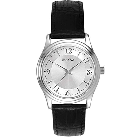 BULOVA WOMEN'S BLACK LEATHER WATCH