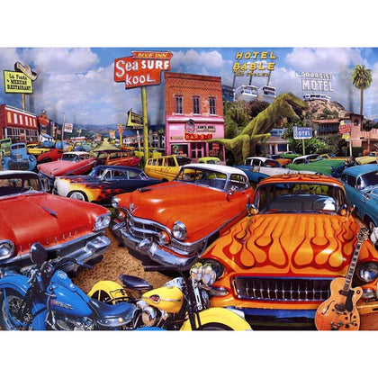 JIGSAW PUZZLE SEA SURF DRIVE INN 24X18IN 750PCS CLASSIC CARS