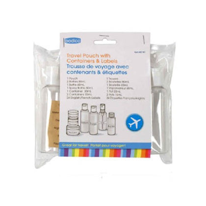 CARRY-ON KIT FOR TRAVEL WITH CONTAINERS AND LABLES