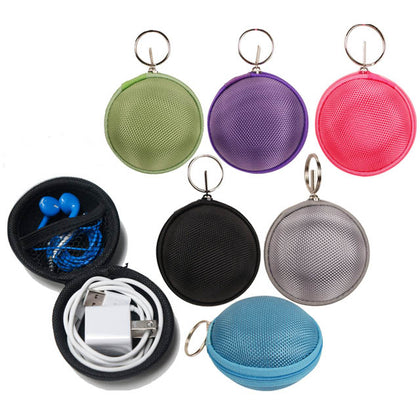 EARPHONES/CABLES ZIPPER POUCH ASSORTED COLORS