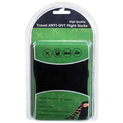 COMPRESSION SOCKS TRAVEL BLACK ANTI-DVT ASSORTED SIZES
