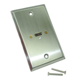 WALL PLATE USB A FEM METAL STAINLESS STEEL