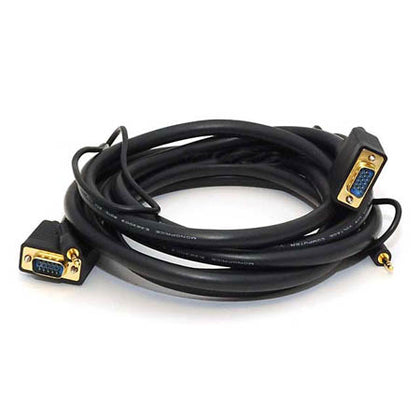 VGA M/M W/AUDIO CABLE 15FT CL2 IN-WALL BLACK GOLD PLATED