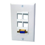 WALL PLATE VGA FEMALE 4POS INSERT PORT WHITE DECORA