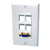 WALL PLATE VGA FEMALE 4POS INSERT PORT WHITE DECORA