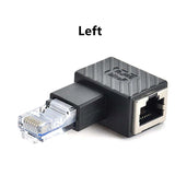 RJ45 8P8C PLUG/JACK RIGHT ANGLE ADAPTER CAT5/6 LEFT SIDE