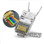 MODULAR PLUG 8P8C CAT6A/CAT7 PASSTHROUGH RJ45 SHIELDED 50UM