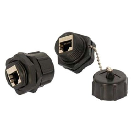 RJ45 COUPLER CAT6 SH WITH DUST CAP WEATHER PROOF PANEL MOUNT
