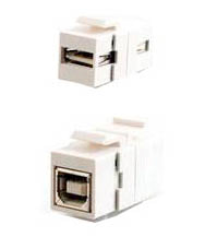 KEYSTONE COUPLER USB A-B JK-JK WHT FLUSH FULL COVERED