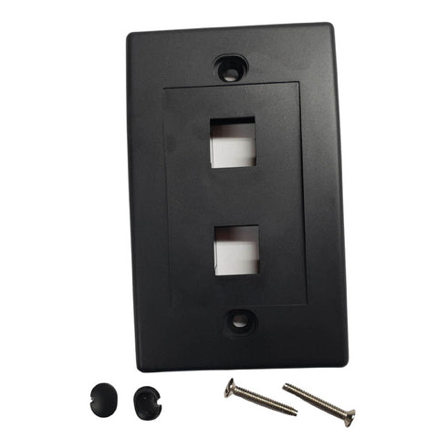 WALL PLATE 2PORT BLACK DESIGN