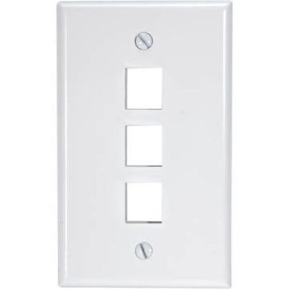 WALL PLATE 3PORT WHITE PLAIN