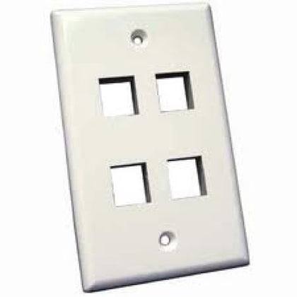 WALL PLATE 4PORT WHITE