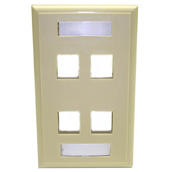 WALL PLATE 4PORT IVORY