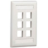 WALL PLATE 6PORT WHITE WITH WRITE-ON LABLES & HOLDERS