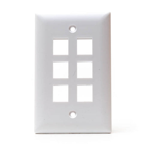 WALL PLATE 6PORT WHITE