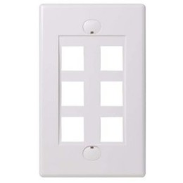 WALL PLATE 6PORT WHITE DESIGN