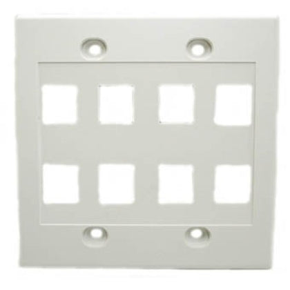WALL PLATE 8PORT DUAL WHT