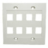 WALL PLATE 8PORT DUAL WHT