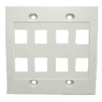 WALL PLATE 8PORT DUAL WHT